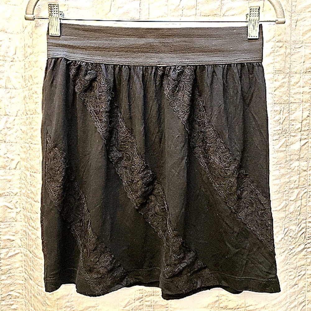 Maude lace-striped, wide waistband skirt, like new